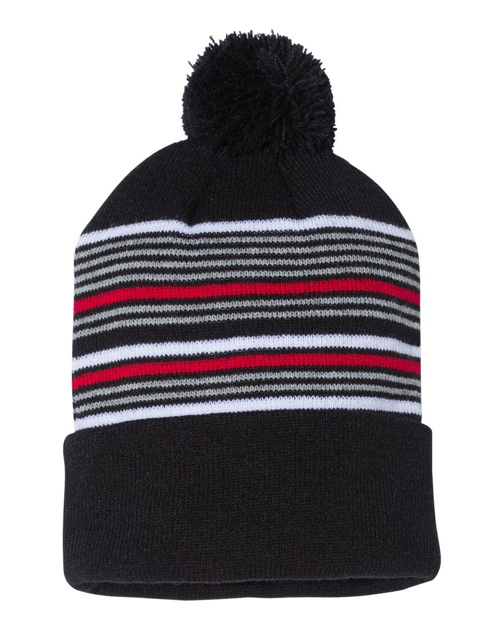Sportsman Striped Pom-Pom Cuffed Beanie