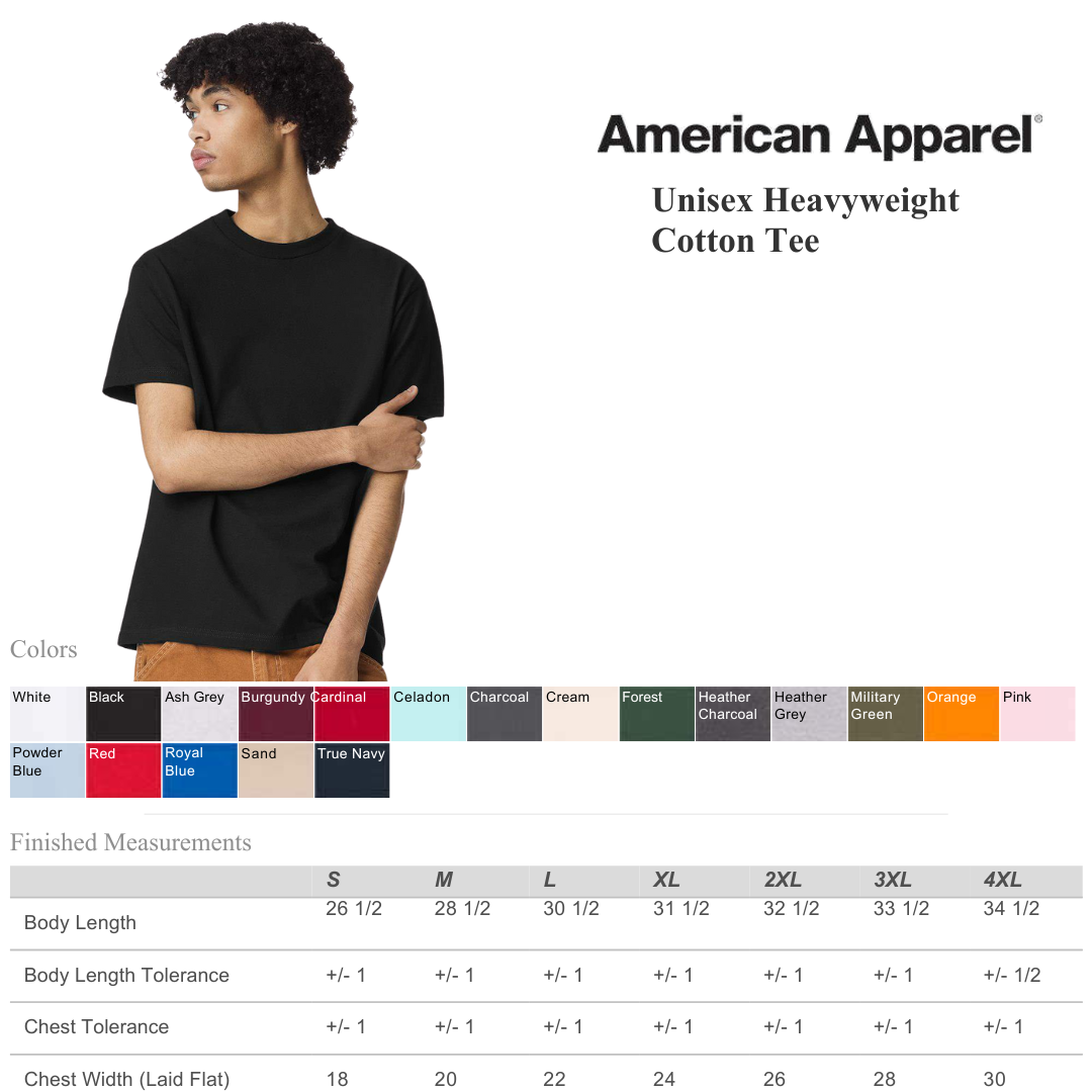 American Apparel 1301 T-Shirt Heavyweight Cotton Relaxed Fit