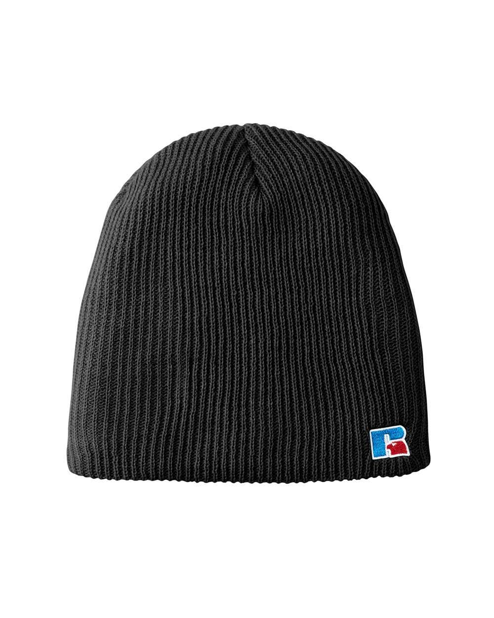 Unisex Athletic Acrylic Knit Beanie | Russell Patch Detail