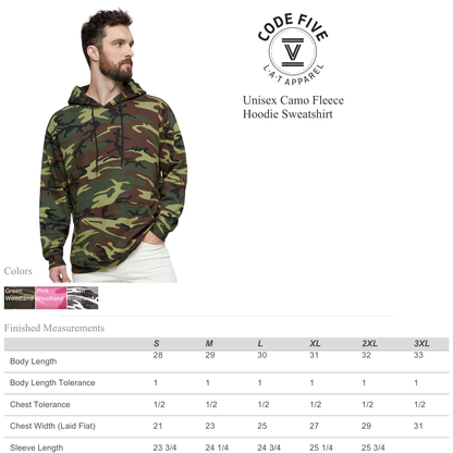 Unisex Camo Fleece Hoodie Sweatshirt – Soft Midweight