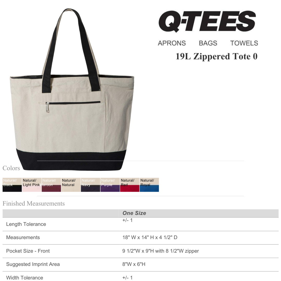 Large Zippered Canvas Tote Bag – Heavyweight Everyday Carry