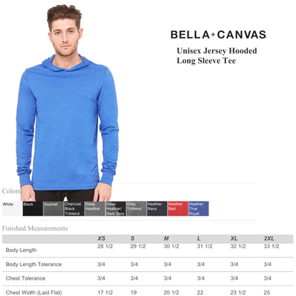 Unisex Jersey Hooded Long Sleeve Tee – Lightweight Comfort