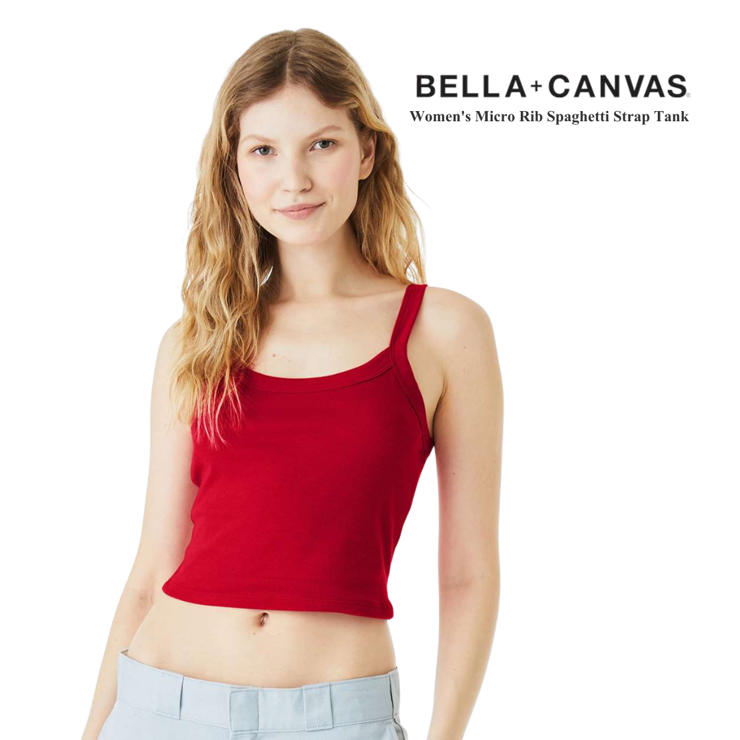 BELLA + CANVAS Women’s Micro Rib Spaghetti Strap Tank Top