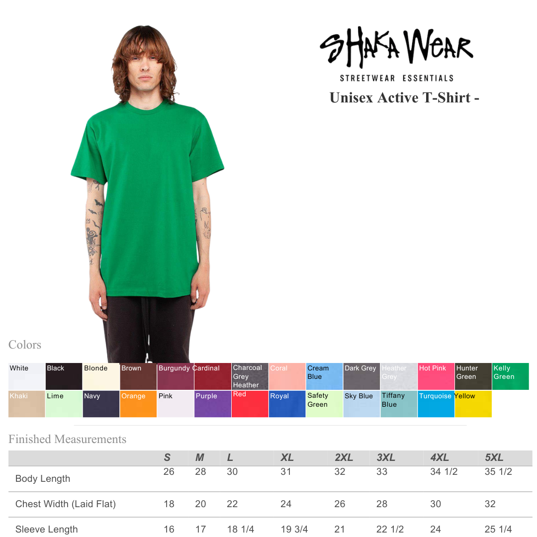 Shaka Wear Unisex Active T-Shirt | Heavyweight Cotton