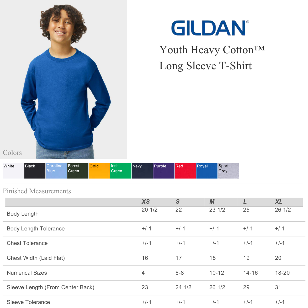 Youth Heavy Cotton Long Sleeve Tee | Soft Durable Comfort