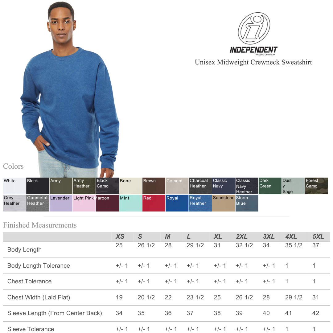Independent Trading Co Unisex Midweight Crewneck Sweatshirt