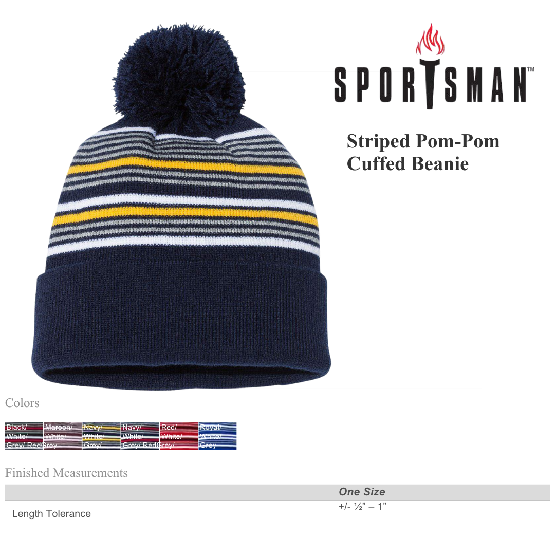Sportsman Striped Pom-Pom Cuffed Beanie