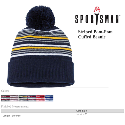 Sportsman Striped Pom-Pom Cuffed Beanie