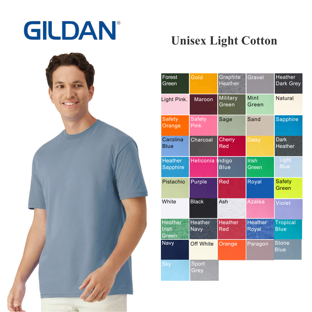 Gildan Light Cotton Tee – Lightweight Unisex Style
