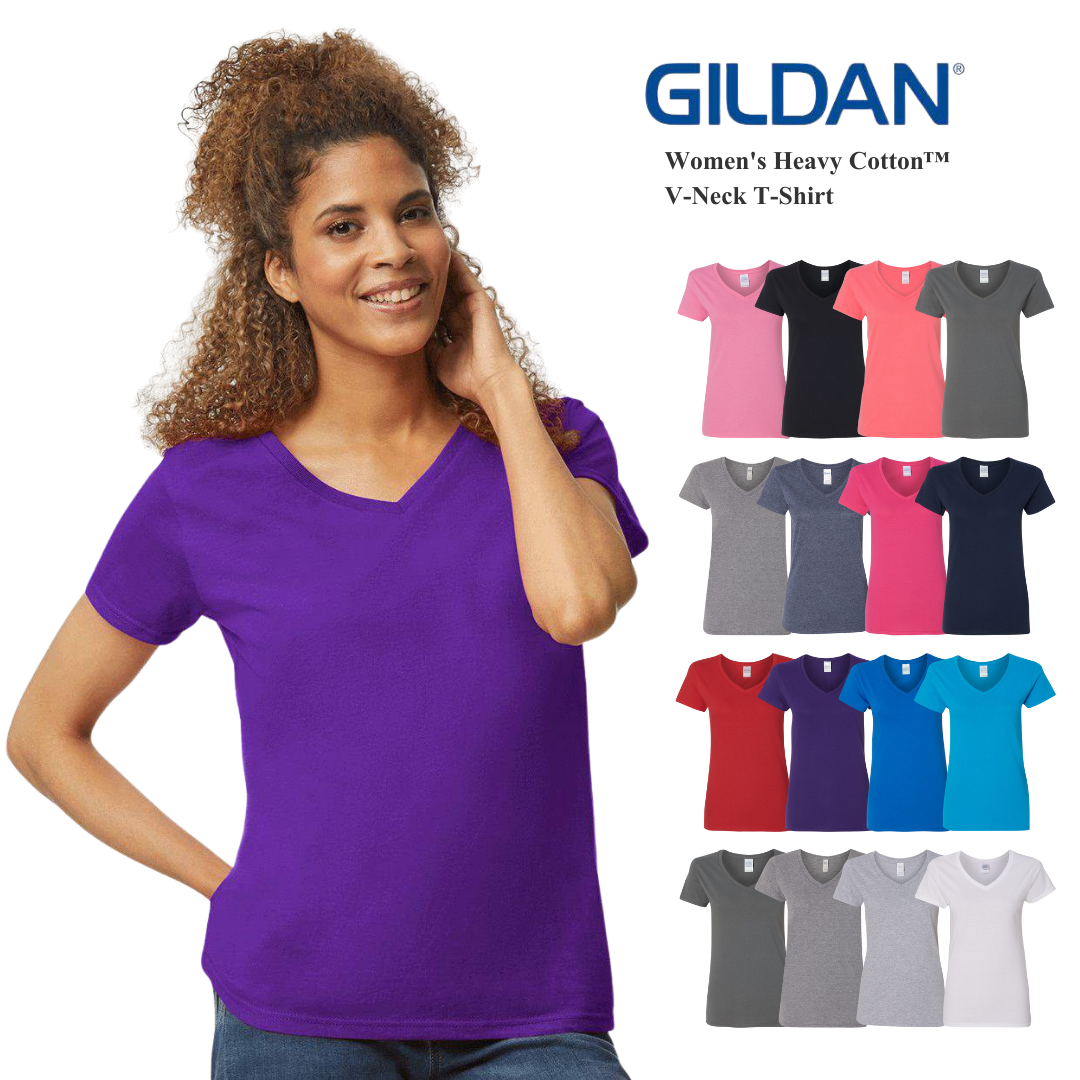 Gildan 5V00L Women’s Heavy Cotton Semi-Fitted V-Neck T-Shirt
