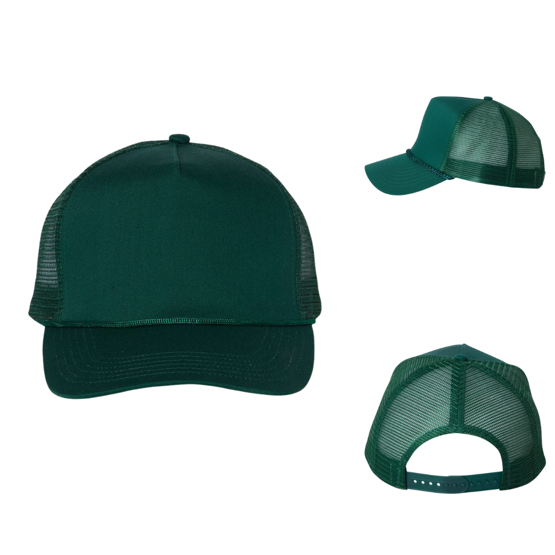 Structured Five-Panel Trucker Hat With Mesh Back Adjustable