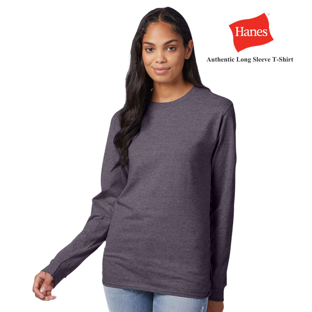 Hanes Long Sleeve Tee | 100% Cotton Classic Soft & Comfort