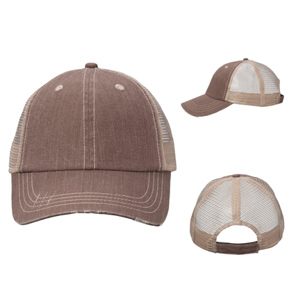 Vintage Contrast Stitch Cap | Mesh Back Casual Trucker Hat
