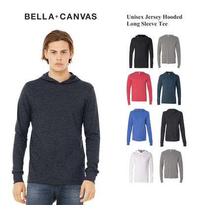 Unisex Jersey Hooded Long Sleeve Tee – Lightweight Comfort