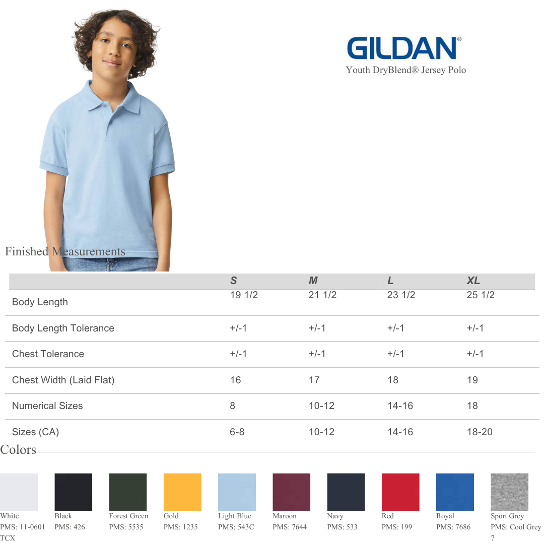 Kids Moisture Wicking Polo for Sports, Schools & Uniforms
