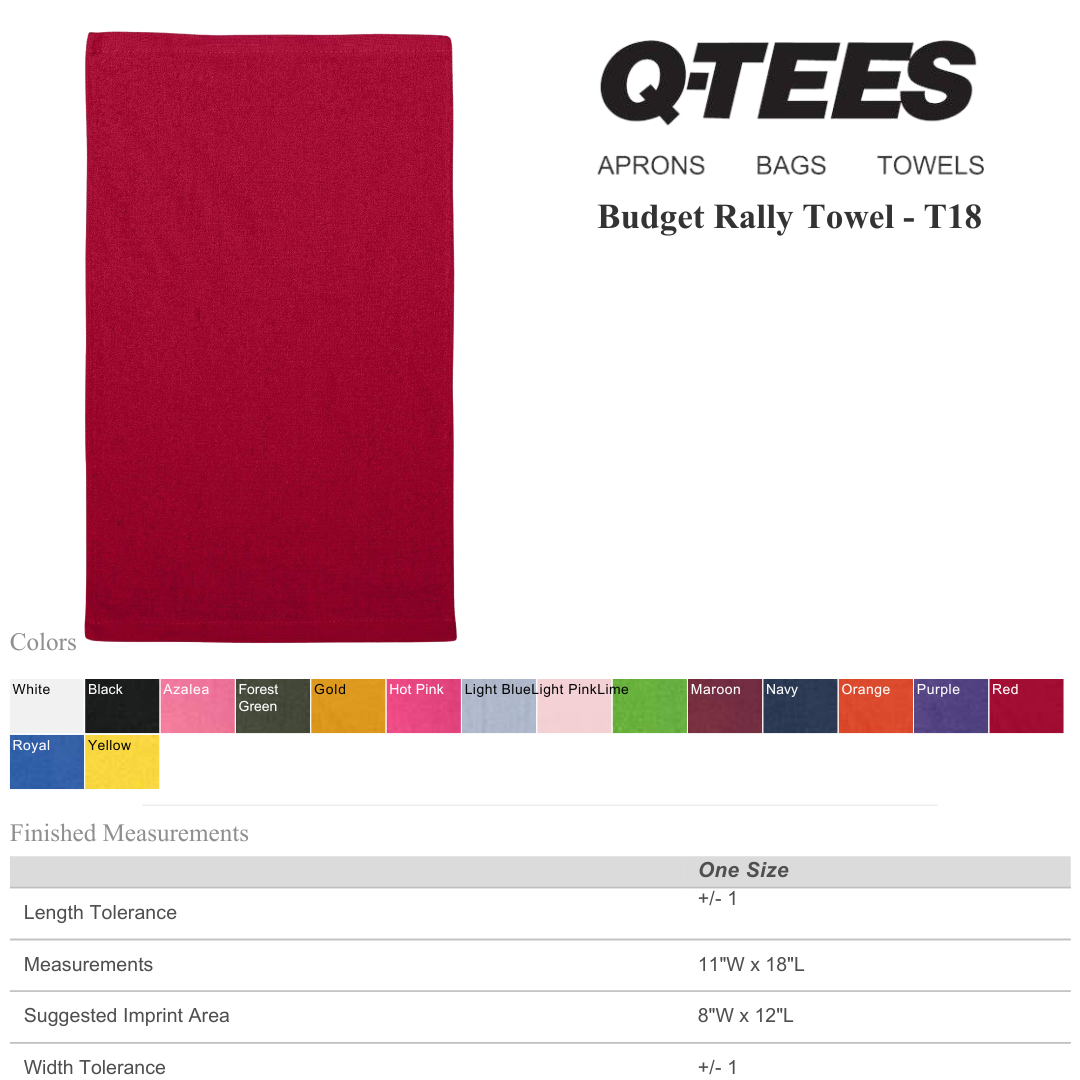 Q-Tees Budget Rally Towel – One Size Lightweight Cotton