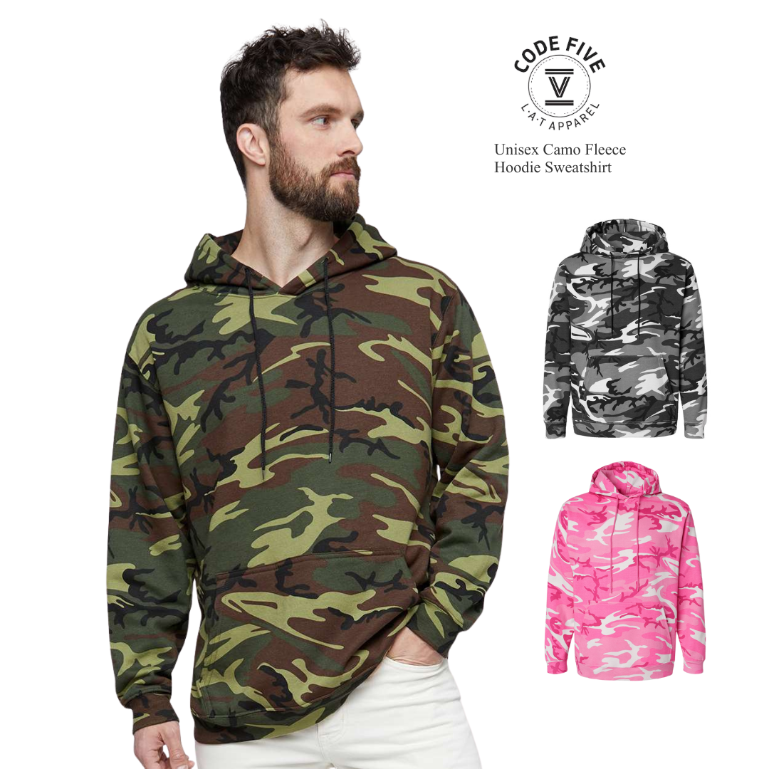 Unisex Camo Fleece Hoodie Sweatshirt – Soft Midweight