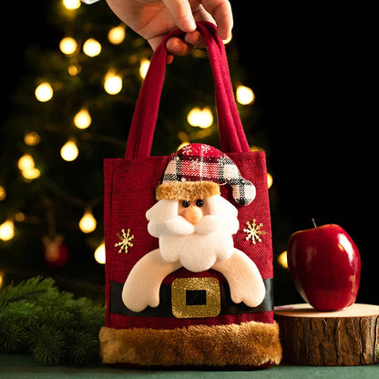 Christmas Linen Gift Bag Candy Handbag - TheWorldOfMYes