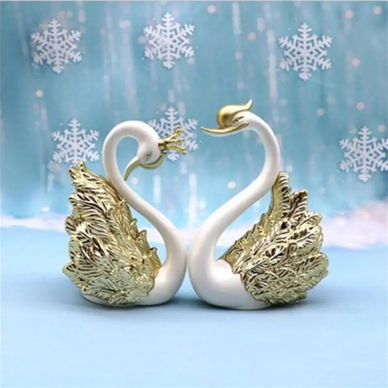 Mini Swan Couple Model Figurine Interior Home Accessories - TheWorldOfMYes