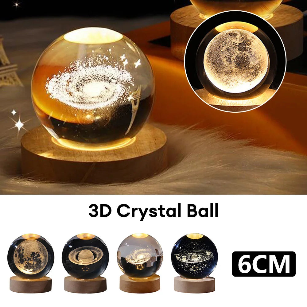 3D LED Light Galaxy Crystal Ball - TheWorldOfMYes