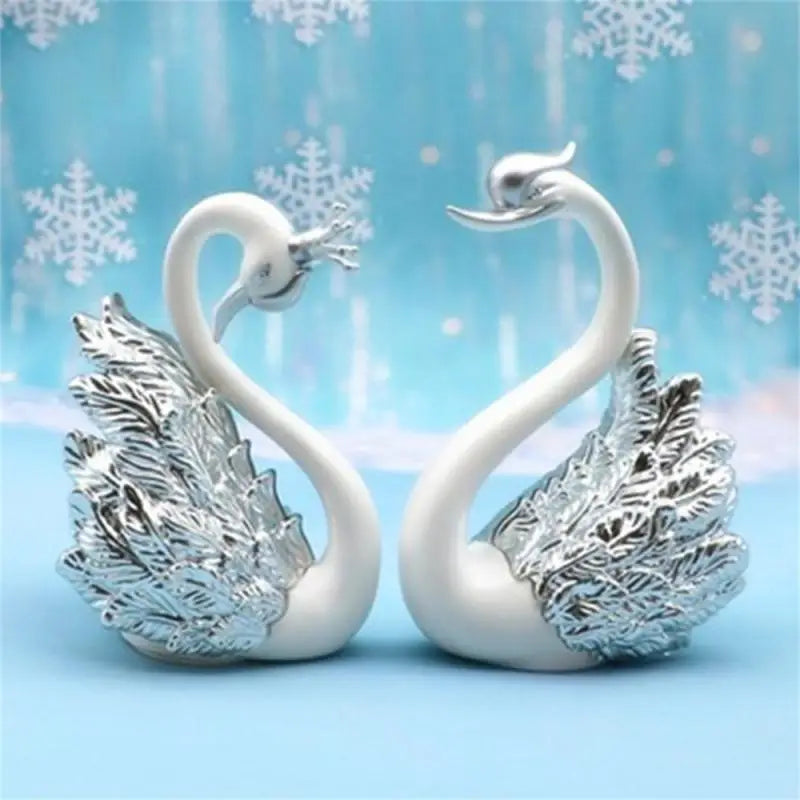 Mini Swan Couple Model Figurine Interior Home Accessories - TheWorldOfMYes