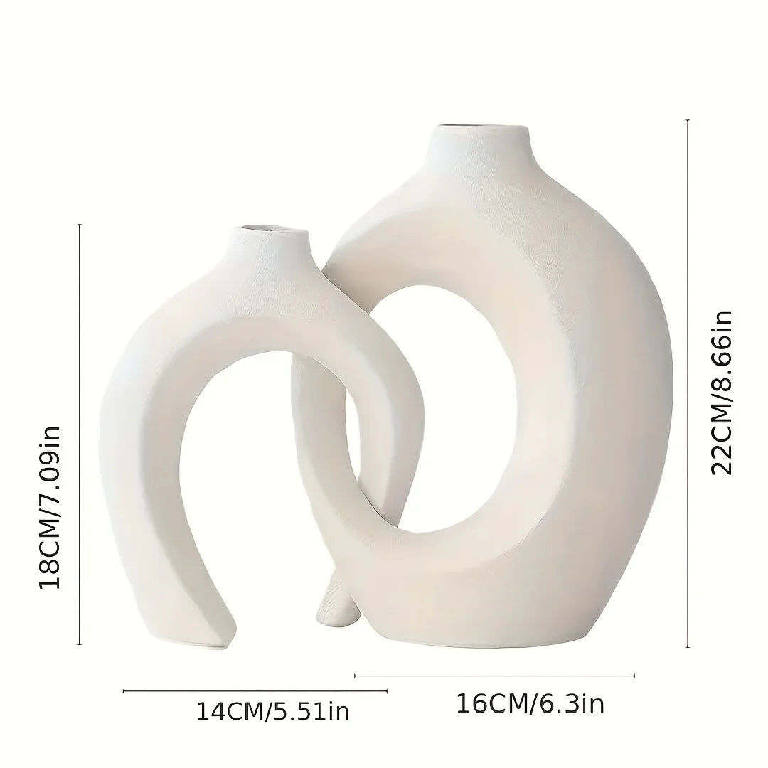 Hollow Nordic Modern Ceramic Vase Set of 2 Home Decor - TheWorldOfMYes