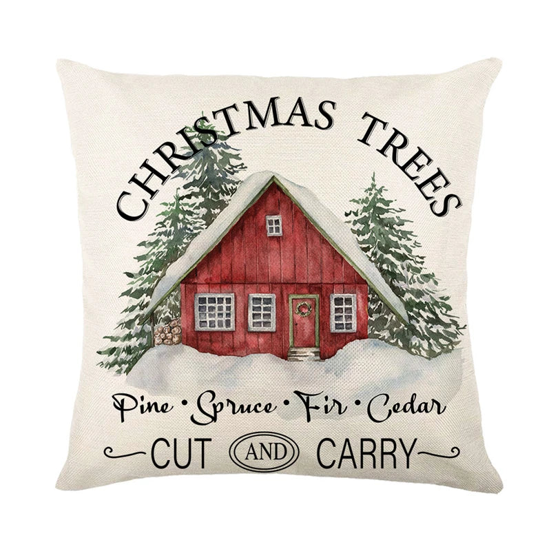 Linen Merry Christmas Pillow Cover - TheWorldOfMYes