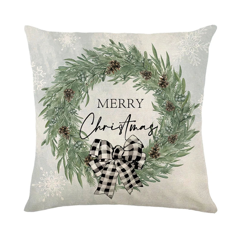 Linen Merry Christmas Pillow Cover - TheWorldOfMYes