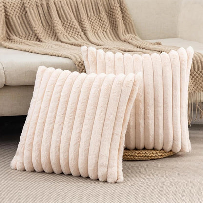 Striped Cushion Cover Super Soft Solid Color Pillow Cover - TheWorldOfMYes