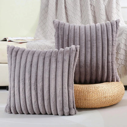 Striped Cushion Cover Super Soft Solid Color Pillow Cover - TheWorldOfMYes