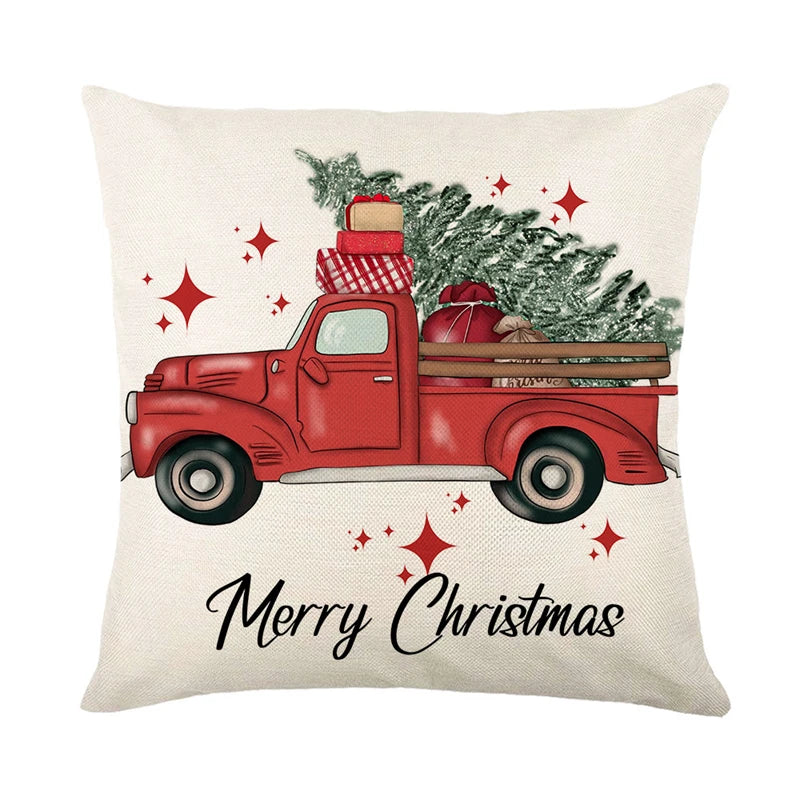 Linen Merry Christmas Pillow Cover - TheWorldOfMYes