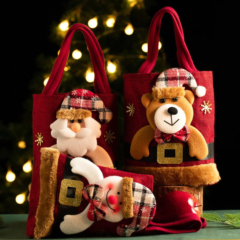 Christmas Linen Gift Bag Candy Handbag - TheWorldOfMYes