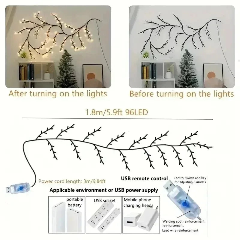 96LED Tree Branch Lamp Home Decoration Lights - TheWorldOfMYes