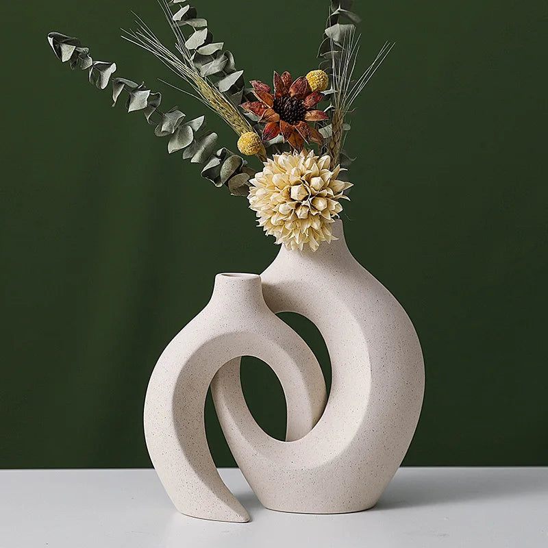 Hollow Nordic Modern Ceramic Vase Set of 2 Home Decor - TheWorldOfMYes