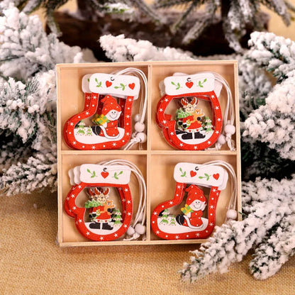 12pcs Set Christmas Wooden Xmas Tree Ornaments - TheWorldOfMYes