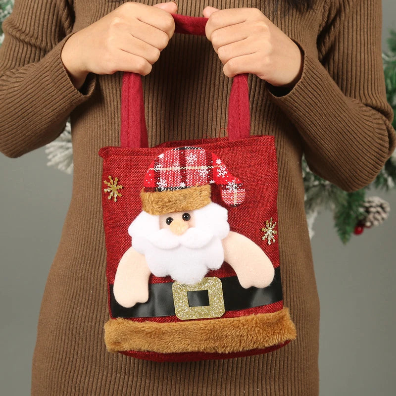 Christmas Linen Gift Bag Candy Handbag - TheWorldOfMYes