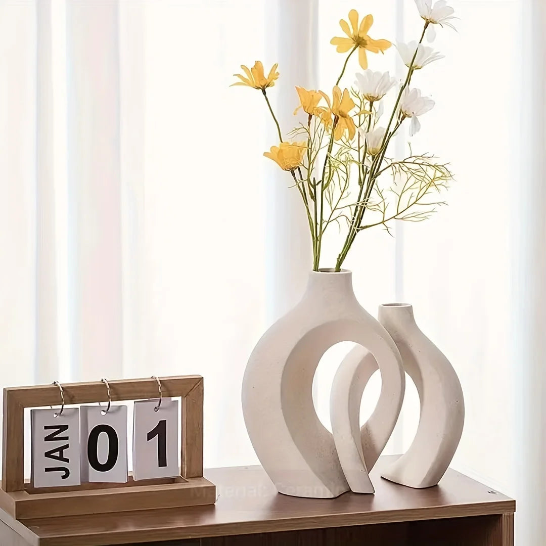 Hollow Nordic Modern Ceramic Vase Set of 2 Home Decor - TheWorldOfMYes