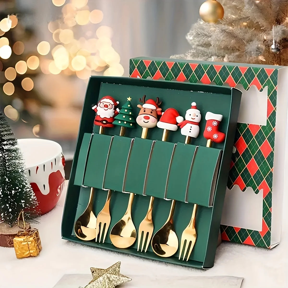 6Pcs Christmas Fork And Spoon Tableware Set - TheWorldOfMYes