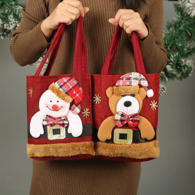 Christmas Linen Gift Bag Candy Handbag - TheWorldOfMYes