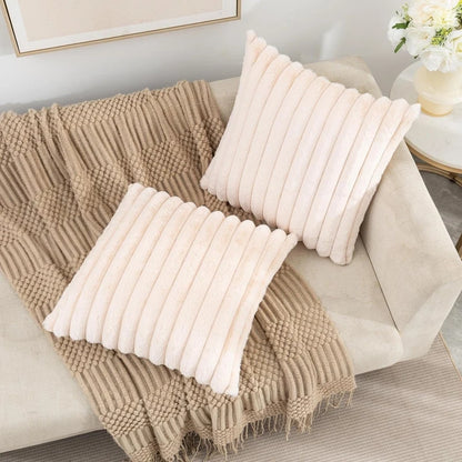 Striped Cushion Cover Super Soft Solid Color Pillow Cover - TheWorldOfMYes