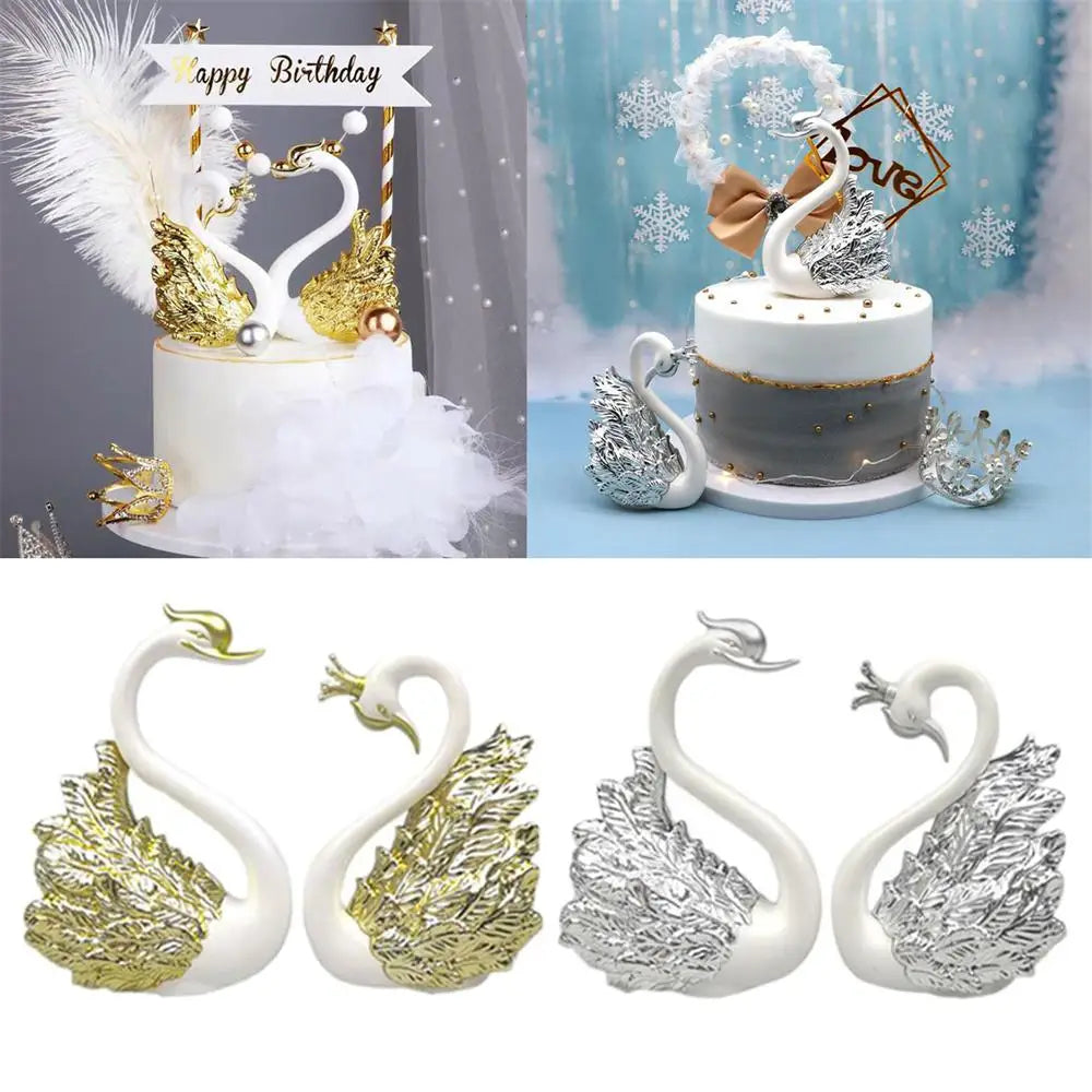 Mini Swan Couple Model Figurine Interior Home Accessories - TheWorldOfMYes