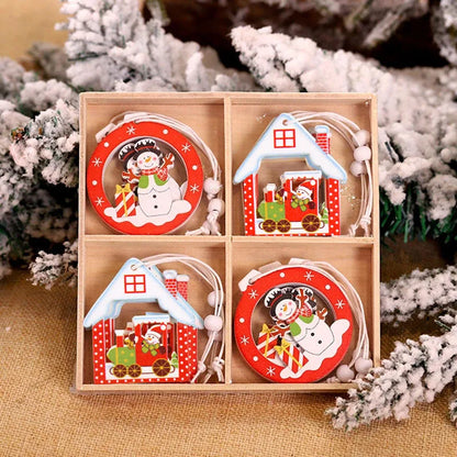 12pcs Set Christmas Wooden Xmas Tree Ornaments - TheWorldOfMYes