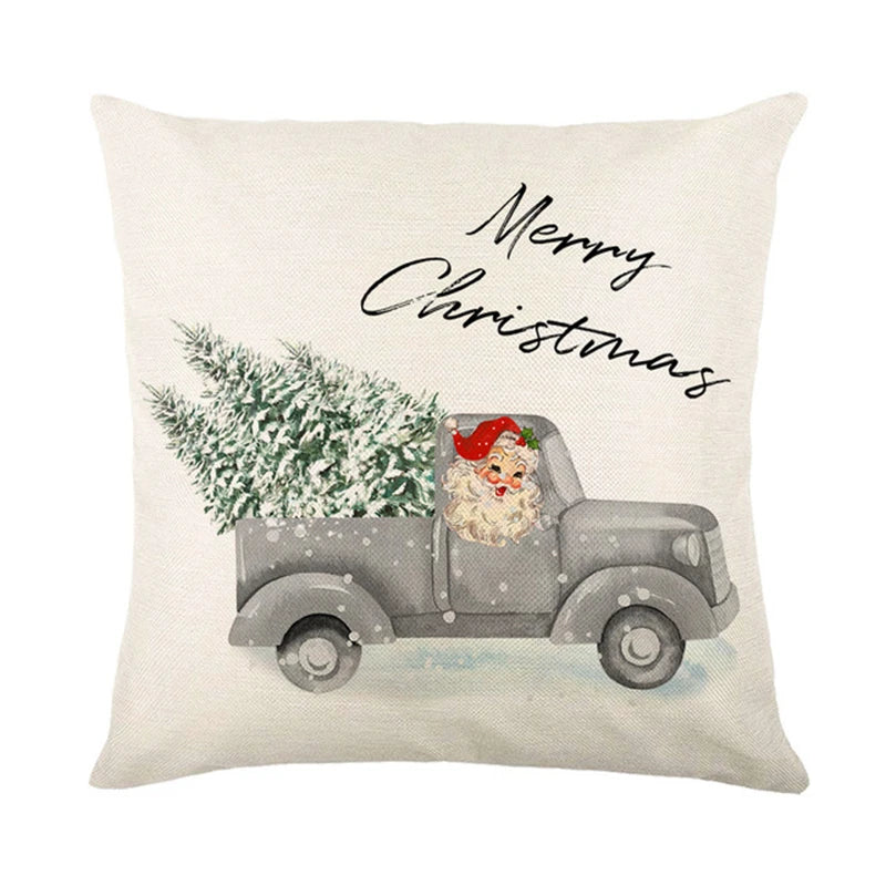 Linen Merry Christmas Pillow Cover - TheWorldOfMYes