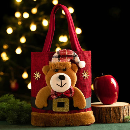 Christmas Linen Gift Bag Candy Handbag - TheWorldOfMYes