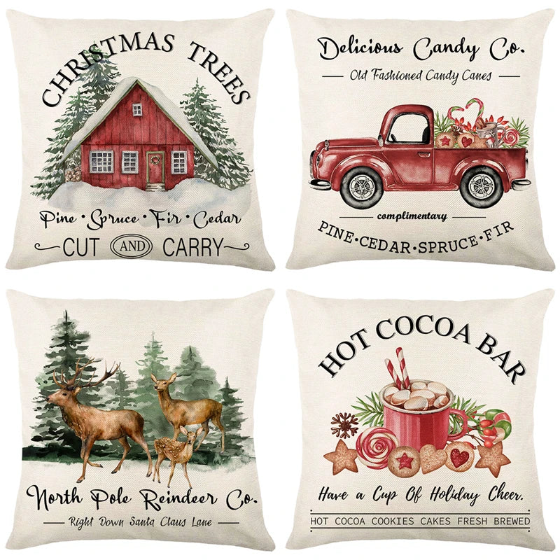 Linen Merry Christmas Pillow Cover - TheWorldOfMYes