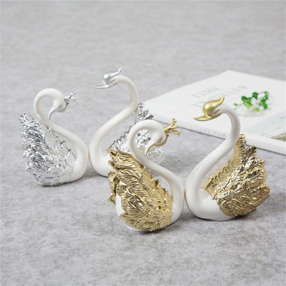 Mini Swan Couple Model Figurine Interior Home Accessories - TheWorldOfMYes