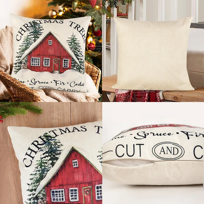 Linen Merry Christmas Pillow Cover - TheWorldOfMYes