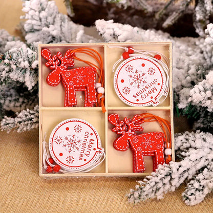 12pcs Set Christmas Wooden Xmas Tree Ornaments - TheWorldOfMYes