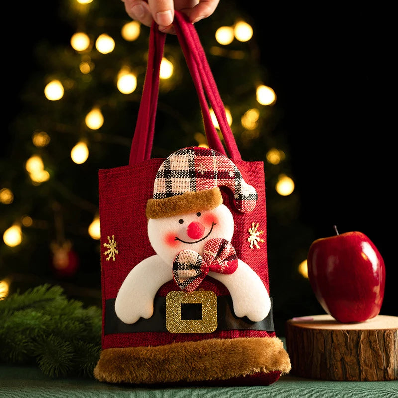 Christmas Linen Gift Bag Candy Handbag - TheWorldOfMYes