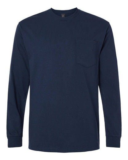 Gildan Ultra Cotton Long Sleeve Pocket Tee | Heavy Classic